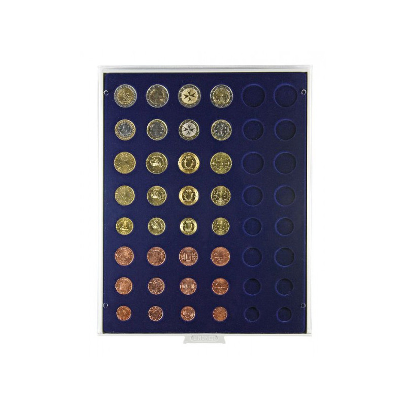 Plateau velours bleu foncé pour 6 séries Euro courantes