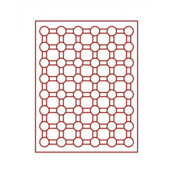 Plateau velours rouge vif à  48 alvéoles ronds pour monnaies Ø 24 mm