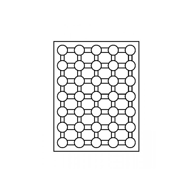 Box monnaies MARINE à  35 alvéoles ronds pour capsules Ø ext. 32 mm, par ex. pour 2 Euro sous capsules LINDNER