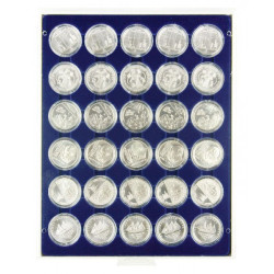 Box monnaies MARINE à  30 alvéoles ronds pour capsules Ø ext. 37,5 mm, par ex. pour 20 Euro-/10 Euro Argent Allemagne BE sous