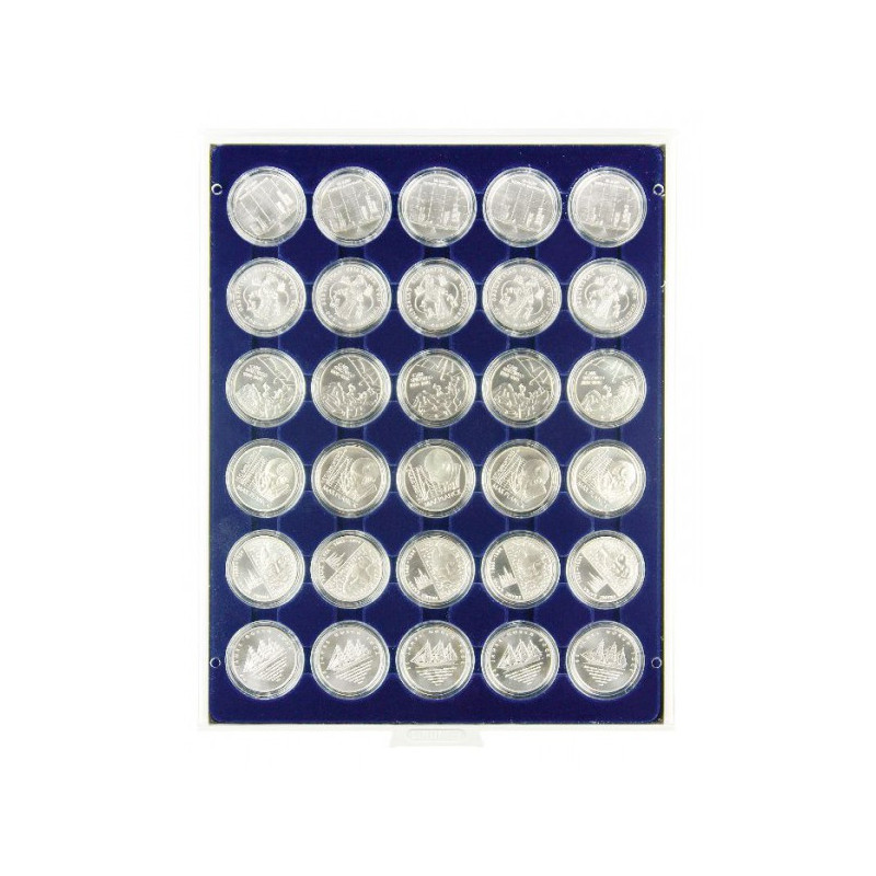 Box monnaies MARINE à  30 alvéoles ronds pour capsules Ø ext. 37,5 mm, par ex. pour 20 Euro-/10 Euro Argent Allemagne BE sous
