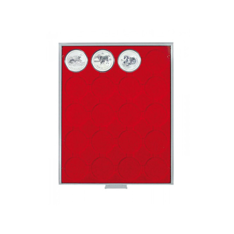 Plateau velours rouge vif pour 20 pièces 1 Once Argent LUNAR II sous capsules capsules d'origine