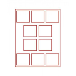 Plateau velours rouge foncé à  10 alvéoles rectangulaires pour 10 DM commémoratives FB sous blister d€™origine
