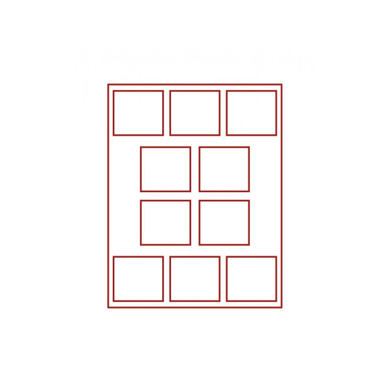 Plateau velours rouge foncé à  10 alvéoles rectangulaires pour 10 DM commémoratives FB sous blister d€™origine