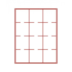 Plateau velours rouge foncé à  12 alvéoles carrés pour Inletts-Box monnaies LINDNER 68x68 mm