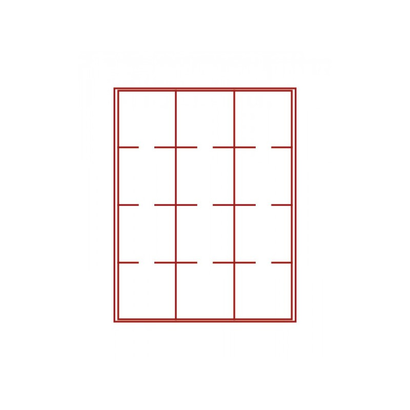 Plateau velours rouge foncé à  12 alvéoles carrés pour Inletts-Box monnaies LINDNER 68x68 mm