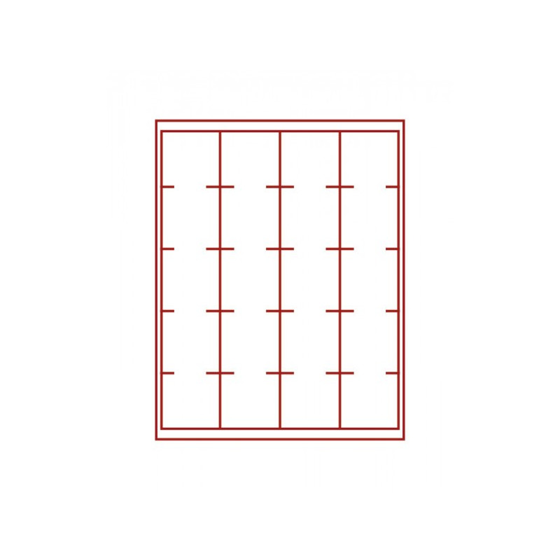 Plateau velours rouge foncé à  20 alvéoles carrés pour Inletts box monnaies LINDNER 51x51 mm