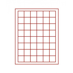 Plateau velours rouge foncé à  48 alvéoles carrés pour monnaies/capsules jusqu'à  Ø 28 mm