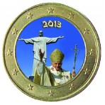 Benoit XVI Corcovado 2013 - 1 euro domé en couleur