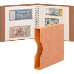 LINDNER Album pour billets banque (avec intercalaires blancs) avec boitier - brun clair