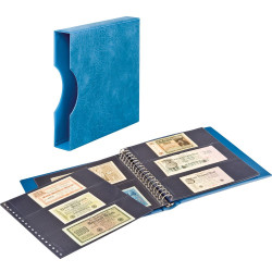 LINDNER Album pour billets banque (avec intercalaires noirs) avec boitier - bleu