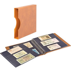 LINDNER Album pour billets banque (avec intercalaires noirs) avec boitier - brun clair