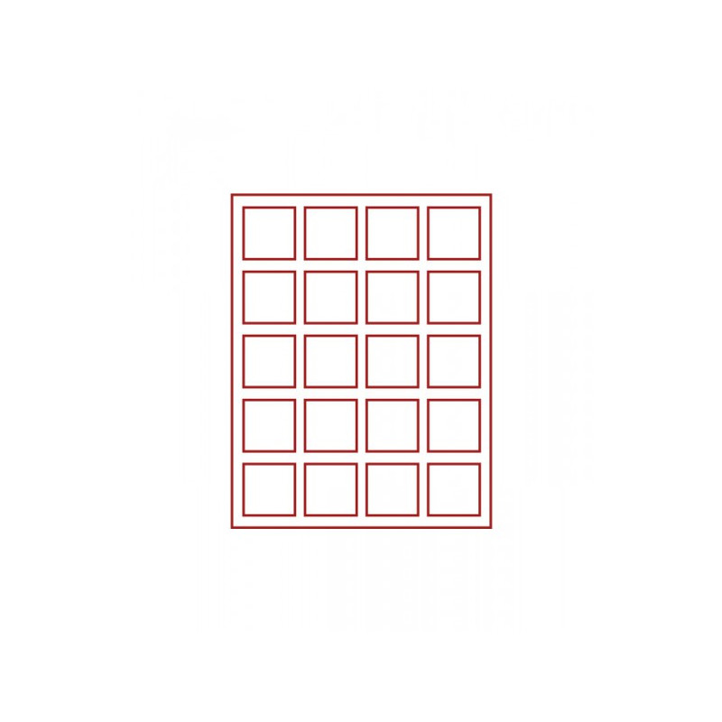 Plateau en velours FUMÉ à  20 alvéoles carrés 47 x 47 mm pour monnaies/médailles ou autres objets de collection