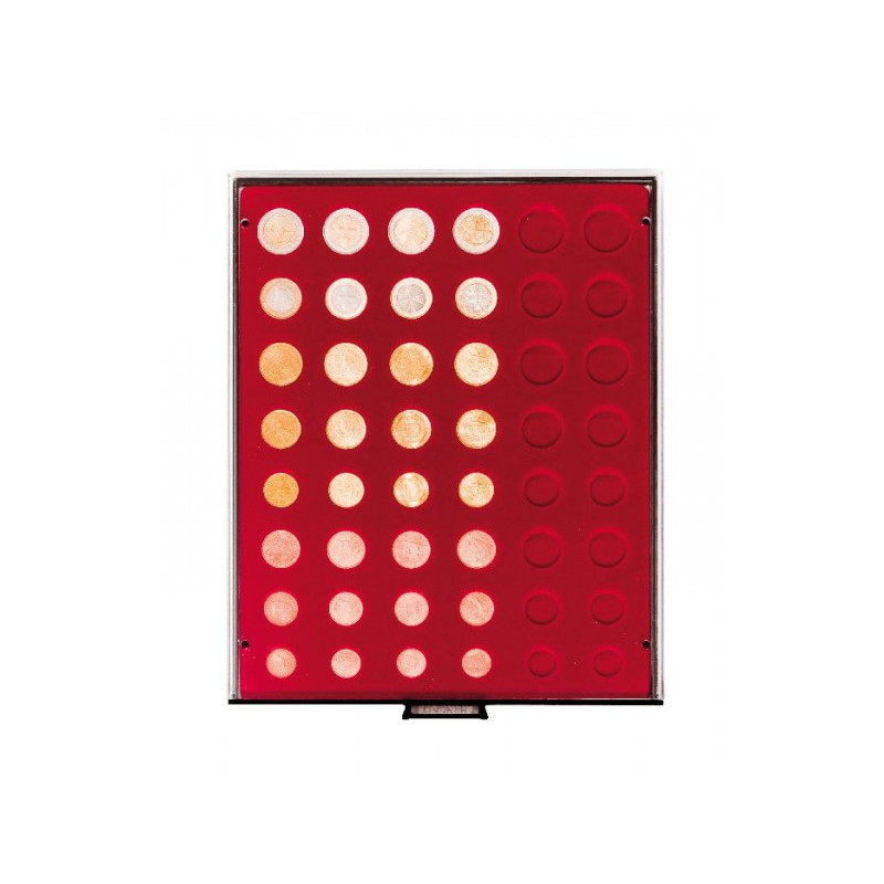 Plateau velours rouge foncé pour 6 séries Euro courantes