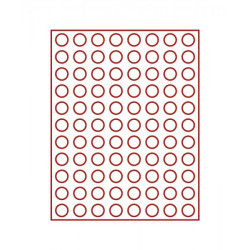 Plateau velours rouge foncé à  88 alvéoles ronds pour monnaies Ø 21,5 mm