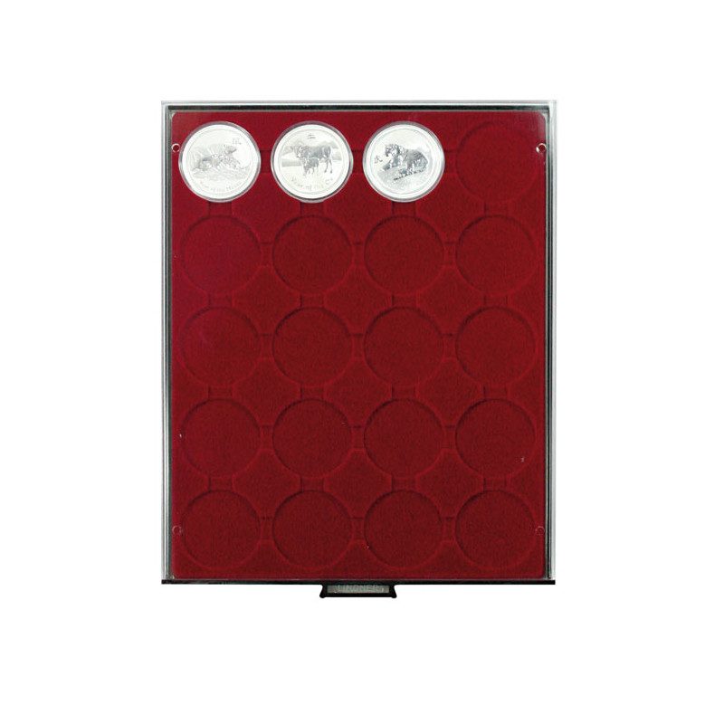 Plateau velours rouge foncé pour 20 pièces 1 Once Argent LUNAR II sous capsules capsules d'origine