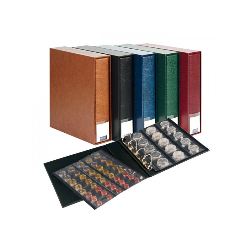 Album numismatique PUBLICA M avec 10 feuilles-bordeaux