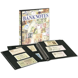 Album pour billets de banque avec 10 feuilles transparentes en 2 versions et intercalaires noirs.