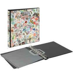 LINDNER Reliure-Motif au design Timbres poste avec mécanisme à  18 anneaux, vide