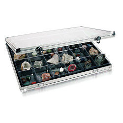 Vitrine de collection ALU avec 24 compartiments 65 x 58 mm