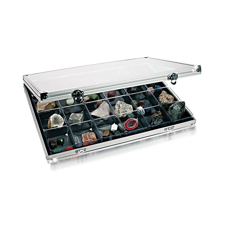 Vitrine de collection ALU avec 24 compartiments 65 x 58 mm