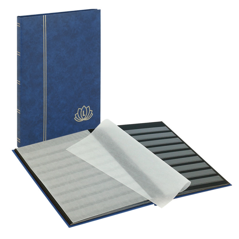 Classeur  LOTOS pour timbres avec 16 pages noires, 230 x 305 x 15 mm, bleu