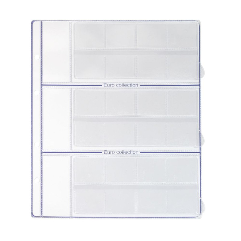 Feuille EURO COLLECTION pour séries Euro courantes: feuille neutre sans impression des monnaies