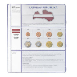 Feuille pré-imprimée EURO COLLECTION pour 3 séries Euro courantes Lettonie