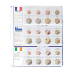 Feuille pré-imprimée EURO COLLECTION pour séries Euro courantes France/Grèce/Irlande