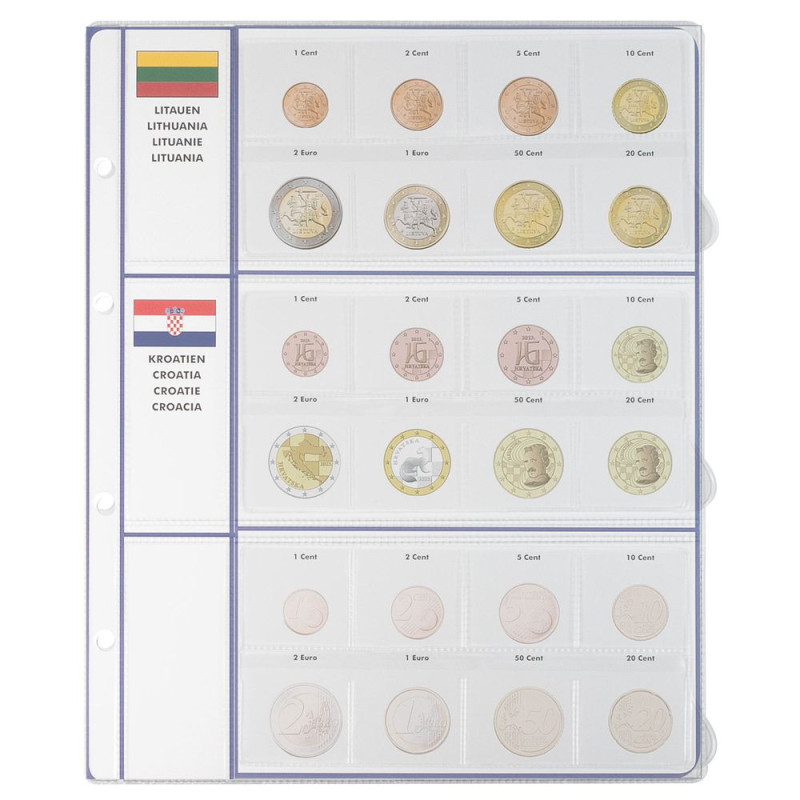 Feuille pré-imprimée EURO COLLECTION pour séries Euro courantes Lituanie/Croatie