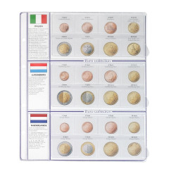 Feuille pré-imprimée EURO COLLECTION pour séries Euro courantes Italie/Luxembourg/Pays-Bas