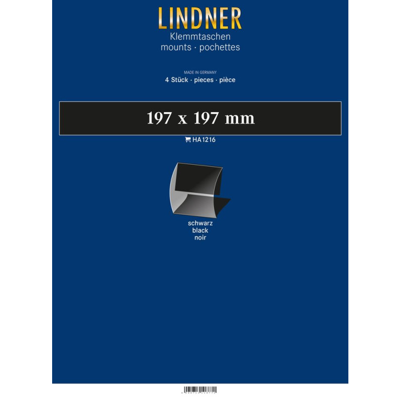 Klemmfix-Bandes pour blocs, 197 x 197 mm , noir, 4 pièce, ouverture médiane