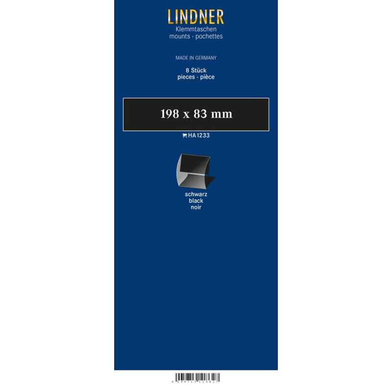 Klemmfix-Bandes pour blocs, 198 x 83 mm, noir, 8 pièce, ouverture médiane