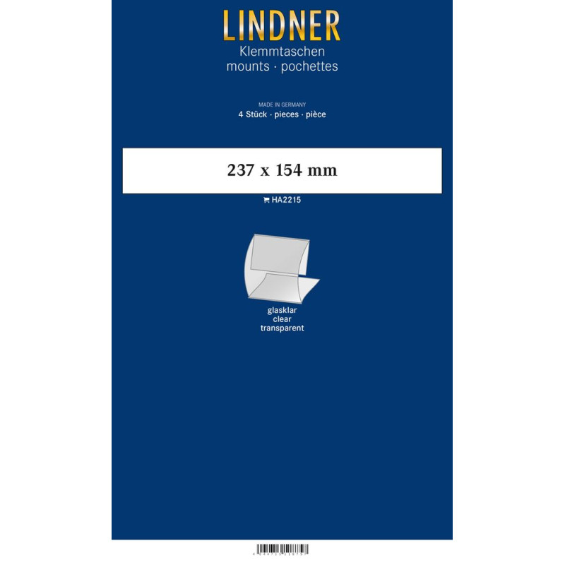 Klemmfix-Bandes pour blocs, 237 x 154 mm, transparent, 4 pièce, ouverture médiane