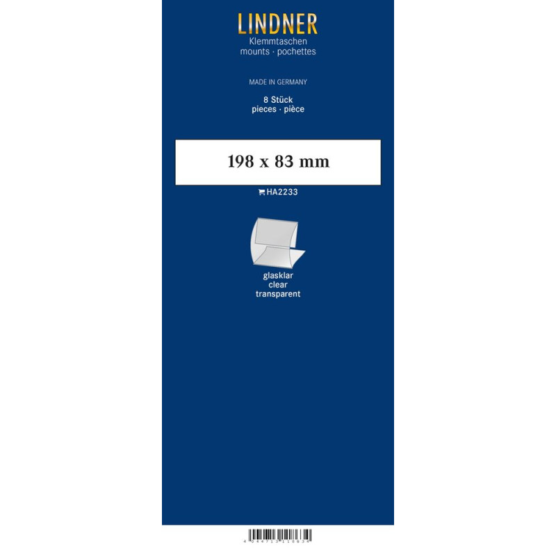 Klemmfix-Bandes pour blocs, 198 x 83 mm, transparent, 8 pièce, ouverture médiane