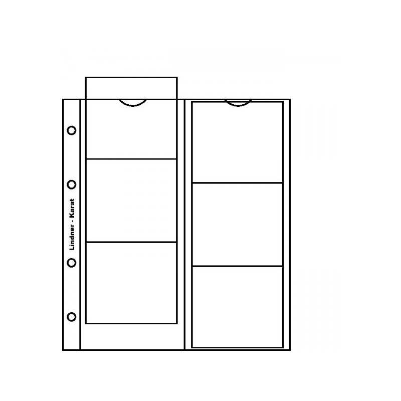 Feuilles numismatiques karat pour 6 monnaies PP (case de 75 x 65 mm), avec intercalaire rouge, paquet de 5