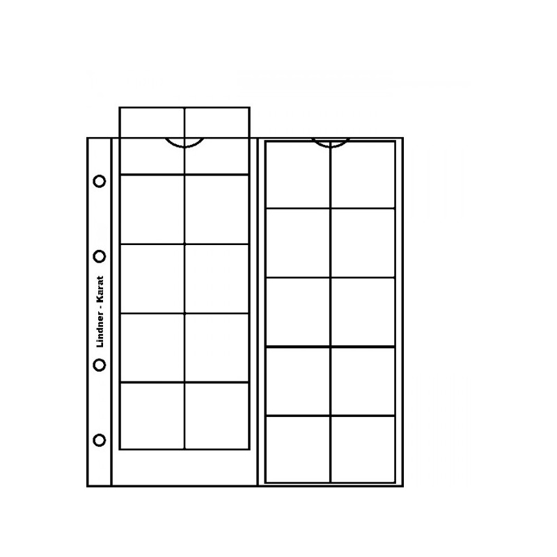 Feuilles numismatiques karat pour 20 monnaies jusqu€™à  38 mm Ø, avec intercalaire blanc, paquet de 5