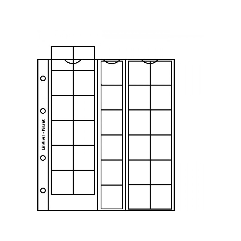 Feuilles numismatiques karat pour 30 monnaies jusqu€™à  30 mm Ø, avec intercalaire rouge, paquet de 5