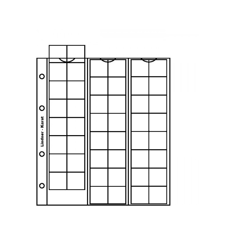 Feuilles numismatiques karat pour 48 monnaies jusqu€™à  22 mm Ø, avec intercalaire rouge, paquet de 5