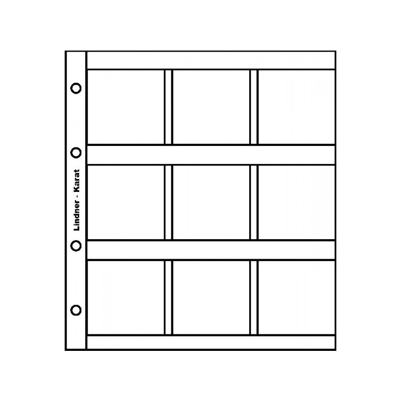 Feuilles numismatiques karat  pour 9 étuis carton 50 x 50 mm, avec intercalaire blanc, paquet de 5