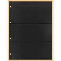 KOBRA-Feuille de classement pour timbres à  3 bandes recto-verso, noire