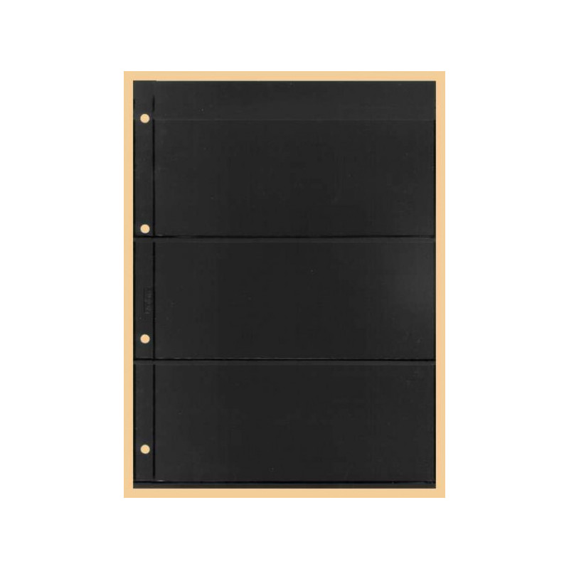 KOBRA-Feuille de classement pour timbres à  3 bandes recto-verso, noire