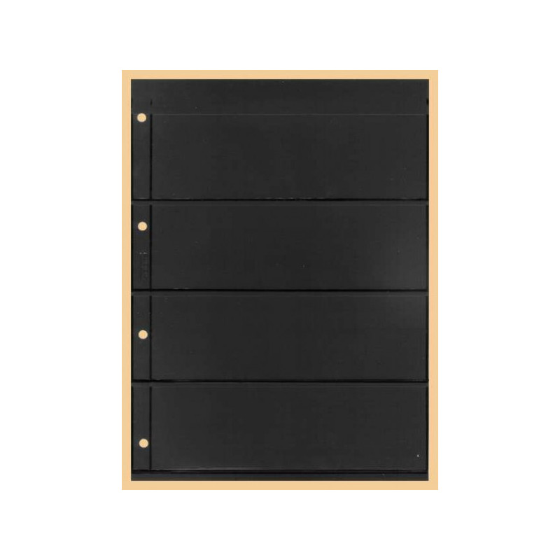 KOBRA-Feuille de classement pour timbres à  4 bandes recto-verso, noire