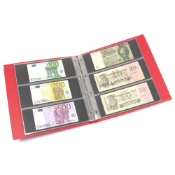KOBRA-Album grand format pour billets de banque avec 20 feuilles à  3 poches - rouge