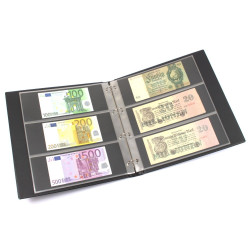 KOBRA-Album grand format pour billets de banque avec 20 feuilles à  3 poches - noir