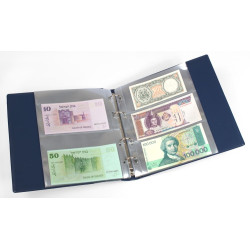 KOBRA-Album billets de banque avec 20 feuilles transparentes 210 x 230 à  2 et 3 poches - bleu