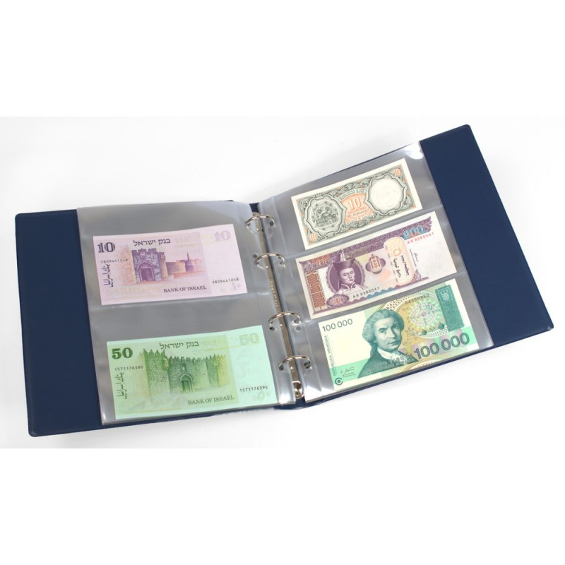 KOBRA-Album billets de banque avec 20 feuilles transparentes 210 x 230 à  2 et 3 poches - bleu
