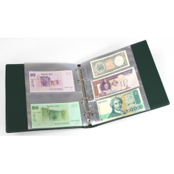 KOBRA-Album billets de banque avec 20 feuilles transparentes 210 x 230 à  2 et 3 poches - vert
