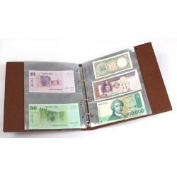 KOBRA-Album billets de banque avec 20 feuilles transparentes 210 x 230 à  2 et 3 poches - brun clair
