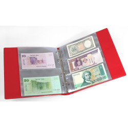 KOBRA-Album billets de banque avec 20 feuilles transparentes 210 x 230 à  2 et 3 poches - rouge